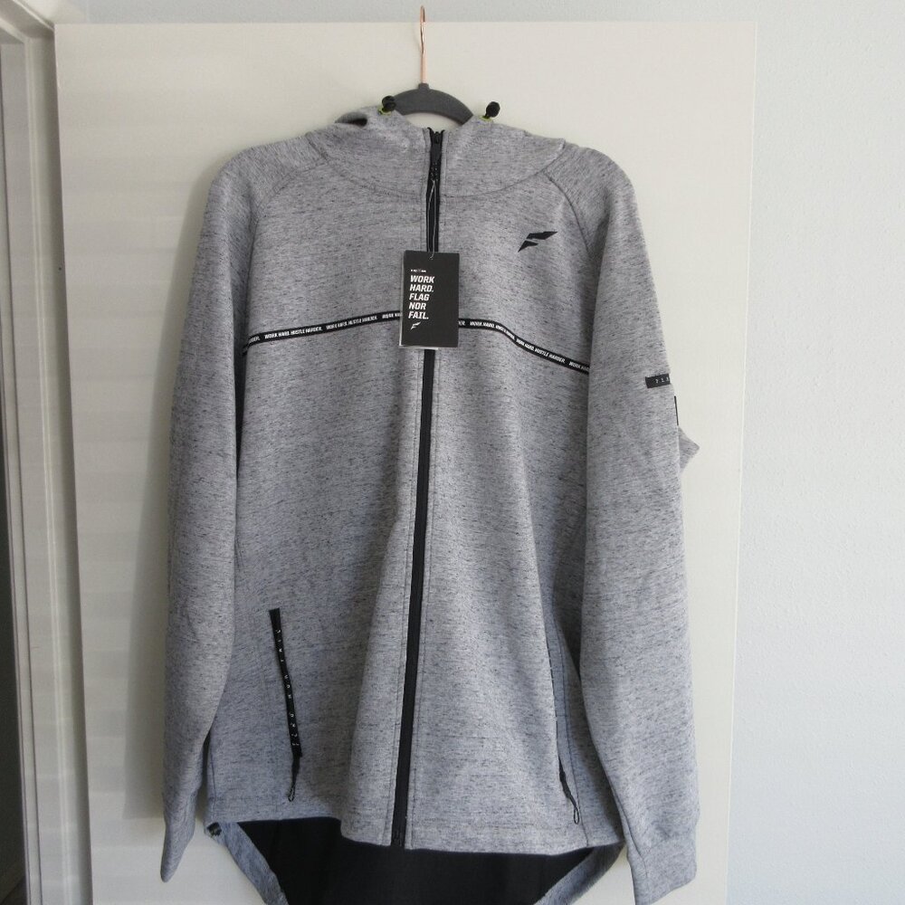 New- Flag Nor Fail Brand -Zip Front Hoodie Gray/Black Men's XL